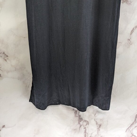 Modcloth Dress Women 8 10 Medium Black Maxi Tank Sleeveless Rib Lattice Tie - Picture 9 of 13